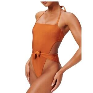 GOOD AMERICAN HIGH SHINE WAIST CINCHER swim suit Size Large‎